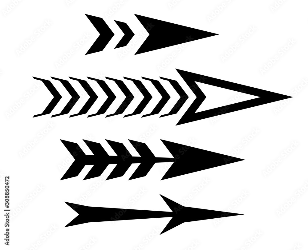 Aufkleber selection of arrows, direction indicators vector elements isolated background.