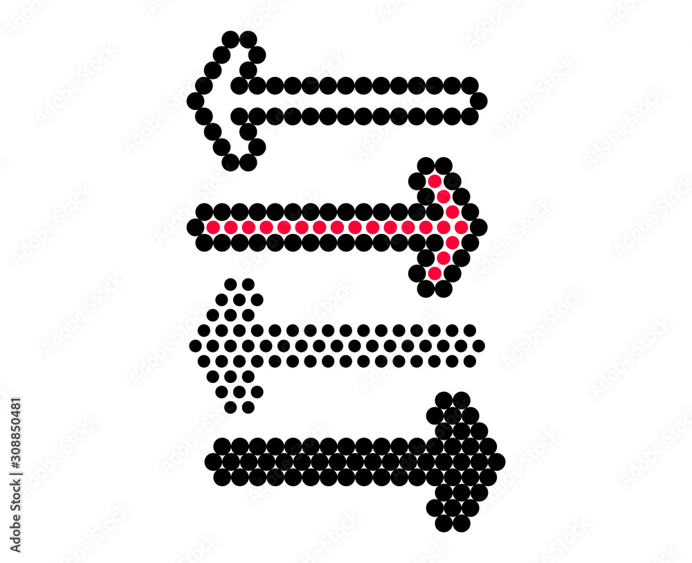 Poster selection of arrows, direction indicators vector elements isolated background.
