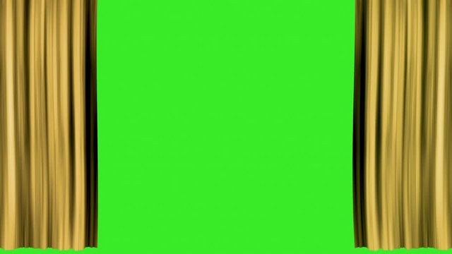 Opening sparkly golden concert announcement curtains on a green screen background