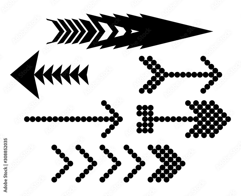 Aufkleber selection of arrows, direction indicators vector elements isolated background.
