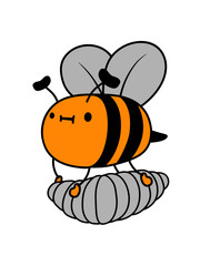 Biene transportiert Larve lieb 