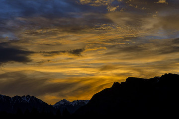 sunset in the mountains