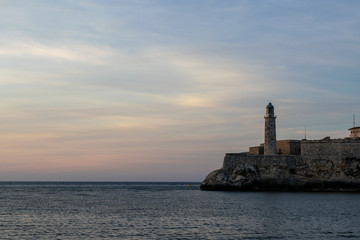 Lighthouse on the coast in Havana Cuba