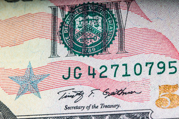 Fototapeta na wymiar Used banknote costs fifty American dollars