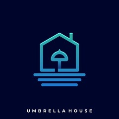 Umbrella House Illustration Vector Template