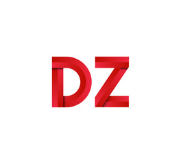 Initial two letter red 3D logo vector DZ
