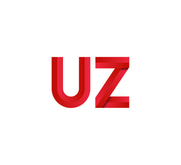 Initial two letter red 3D logo vector UZ