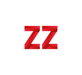 Initial two letter red 3D logo vector ZZ