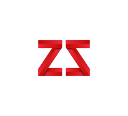 Initial two letter red 3D logo vector ZZ