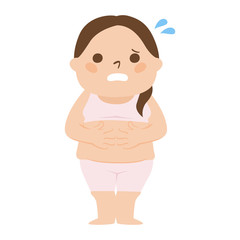 太った女性のイラスト。肥満体型の女性。