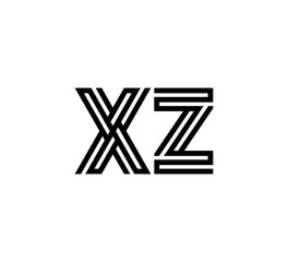 Initial two letter black line shape logo vector XZ
