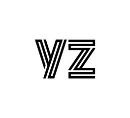 Initial two letter black line shape logo vector YZ