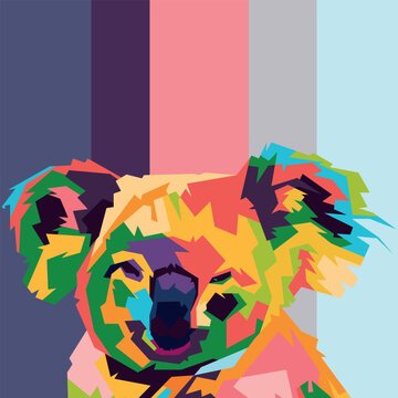 koala face pop art illustration. colorful koala. 