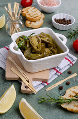 Canned green jalapeno peppers