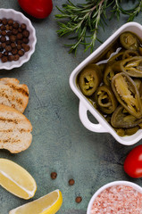 Canned green jalapeno peppers