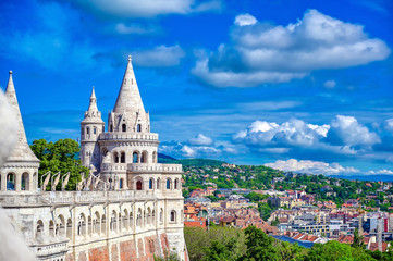 Fisherman's Bastion, located in the Buda Castle complex, in Budapest, Hungary.