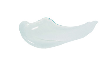 Smear of transparent gel isolated on white background close-up.