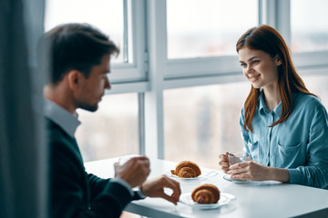 young couple in cafe