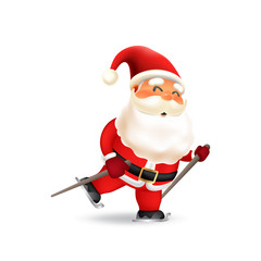 Cute santa claus ice skating isolated on white background. vector illustration for celebrate christmas and happy new year. can use for greeting card, banner, background, social and print media.