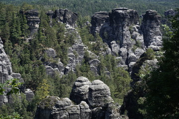 Beautiful view from the Bastei rock in Saxon Switzerland
