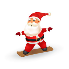 Vector illustration of Santa Claus snowboarding 