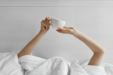 woman waking up in morning