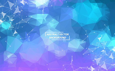Abstract Purple Polygonal Space Background with Connecting Dots and Lines.  Connection structure. Vector science. Polygonal vector background. Futuristic HUD.