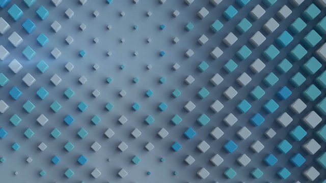 Blue rhombs on a plane. Computer generated geometric motion background. Seamless loop 3D render animation