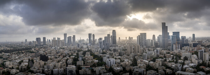 Tel Aviv, Ramat Gan, Givatayim aerial view in Israel