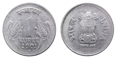 Coin 1 rupee. India. 2001