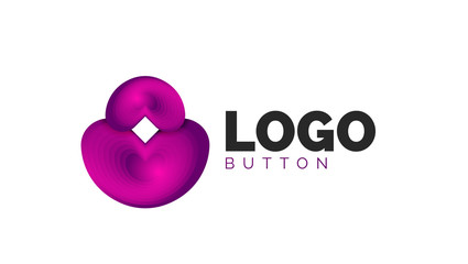 Abstract round shape logo template. Minimal geometrical design, 3d geometric bold symbol in relief style with color blend steps effect. Vector Illustration