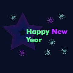Happy New Year. Holiday Vector Illustration With Lettering Composition And Burst