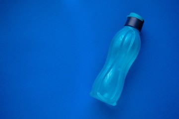 Eco bottle classic blue color. Tool for fitness.