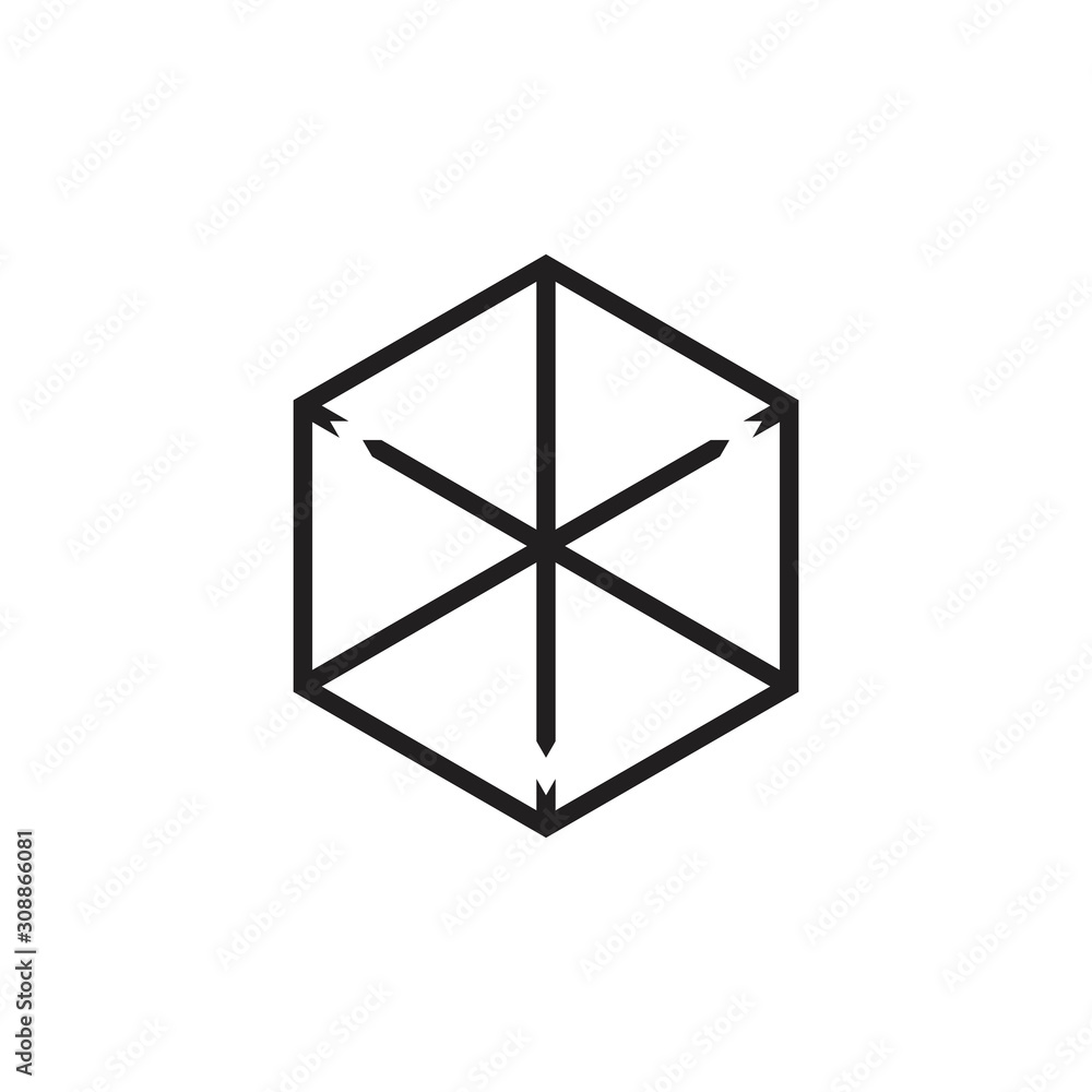 Poster box hexagonal lines art simple logo vector