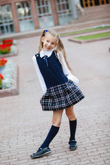 Obraz premium Cute teenager schoolgirl in uniform.