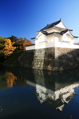 Fototapeta na wymiar 日本の秋　紅葉と駿府城　坤櫓