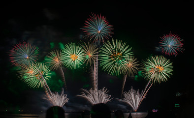 Colorful of fireworks in Happy New Year 2020 holiday festival