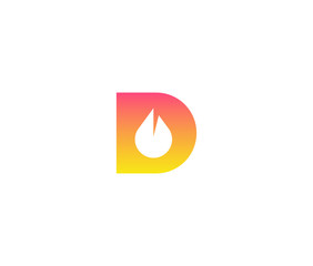 Letter D with Flame fire Vector logo design. Creative minimalism Logo Icon Minimal emblem design template