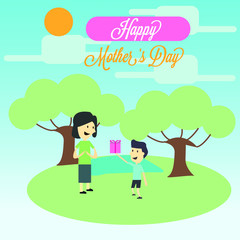Obraz na płótnie Canvas happy mother's day vector illustration for background or greeting card design template. mom and kid.