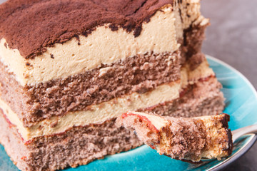 Tasty creamy tiramisu cake for different occasions or holidays. Delicious dessert