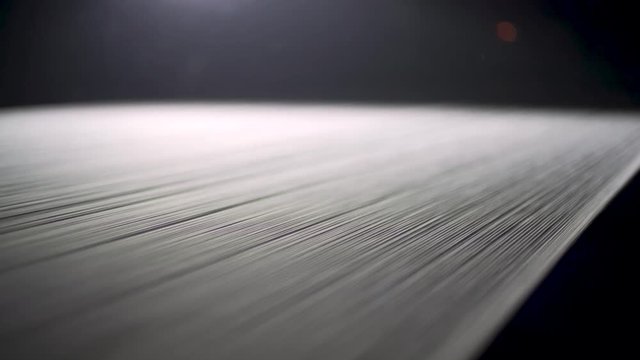 Closeup Of Warping Denim Thread In A Textile Factory.