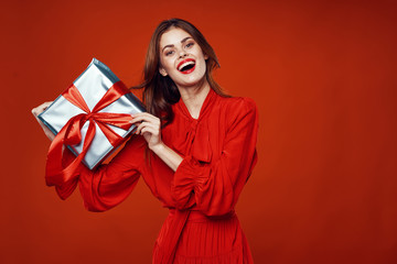 young woman with gift