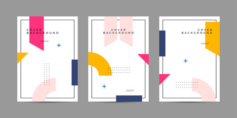 Covers with trendy minimal design. Cool geometric backgrounds for your design. Applicable for Banners, Placards, Posters, Flyers etc. Eps10 vector template.