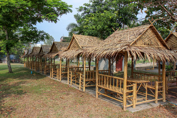 Fototapeta na wymiar resting huts constructed from bamboo and thatched roofs for relaxing.