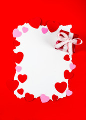 Blank Valentines day card with little hearts and gift box