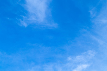 Blue sky and clouds on a clear day and good weather in the morning, fluffy and soft white clouds