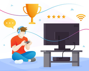 Concept of an illustration of a gamer © Fand