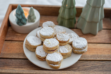 home made sweet vanilla christmas cookies with jam filling