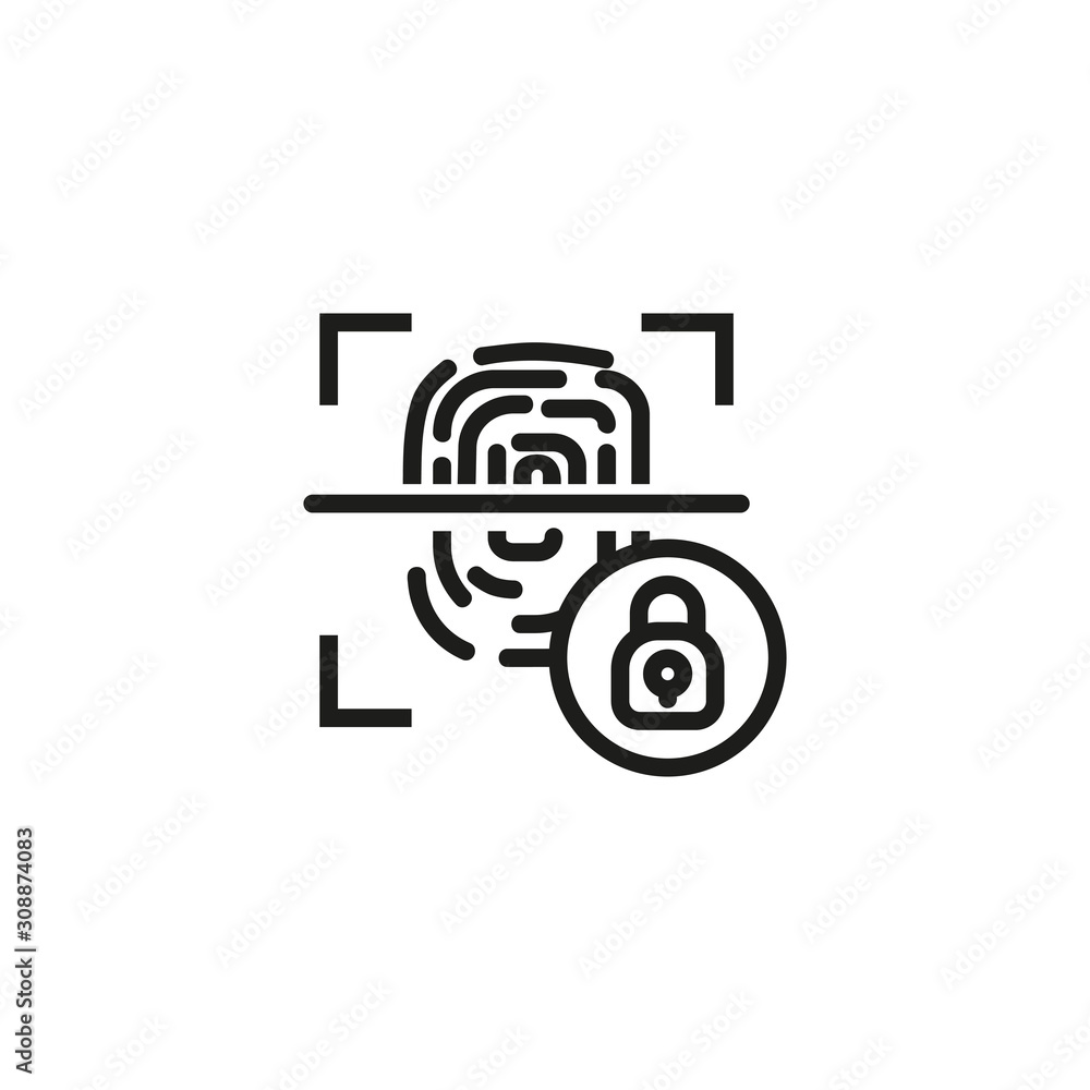 Poster biometric thin line icon. biometric, identification, security isolated outline sign. safety and auth