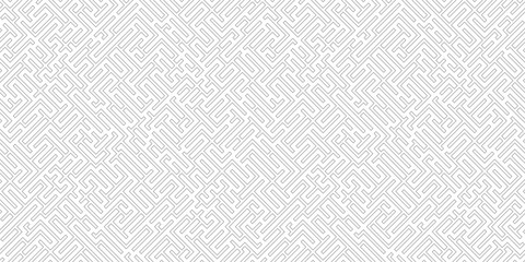 Modern geometric banner. Seamless linear maze structure. Abstract labyrinth seamless pattern.